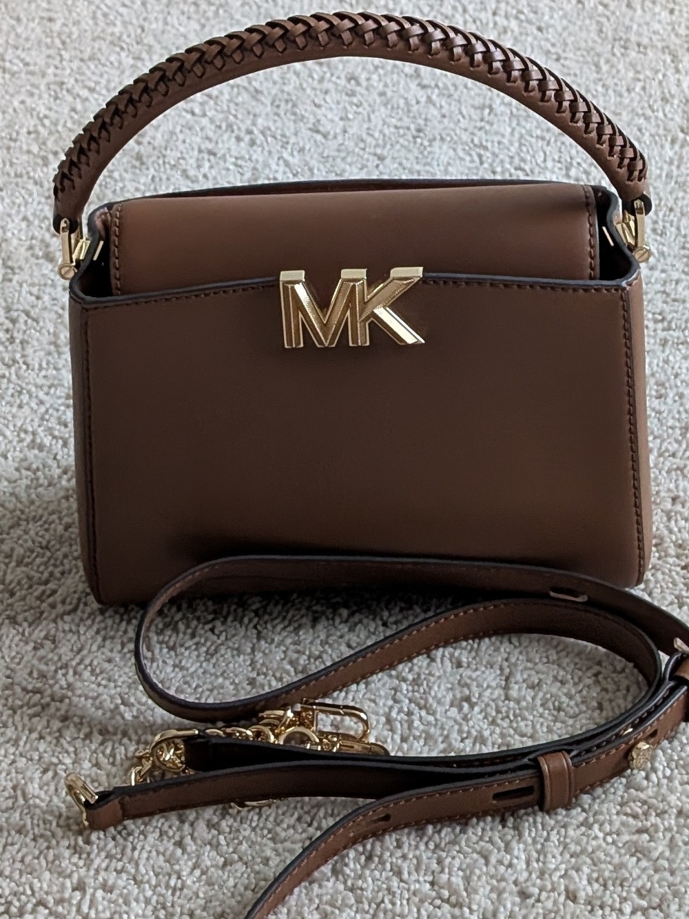 Michael Kors Karlie Brown Leather Top Handle Satchel. Used-Excellent Condition